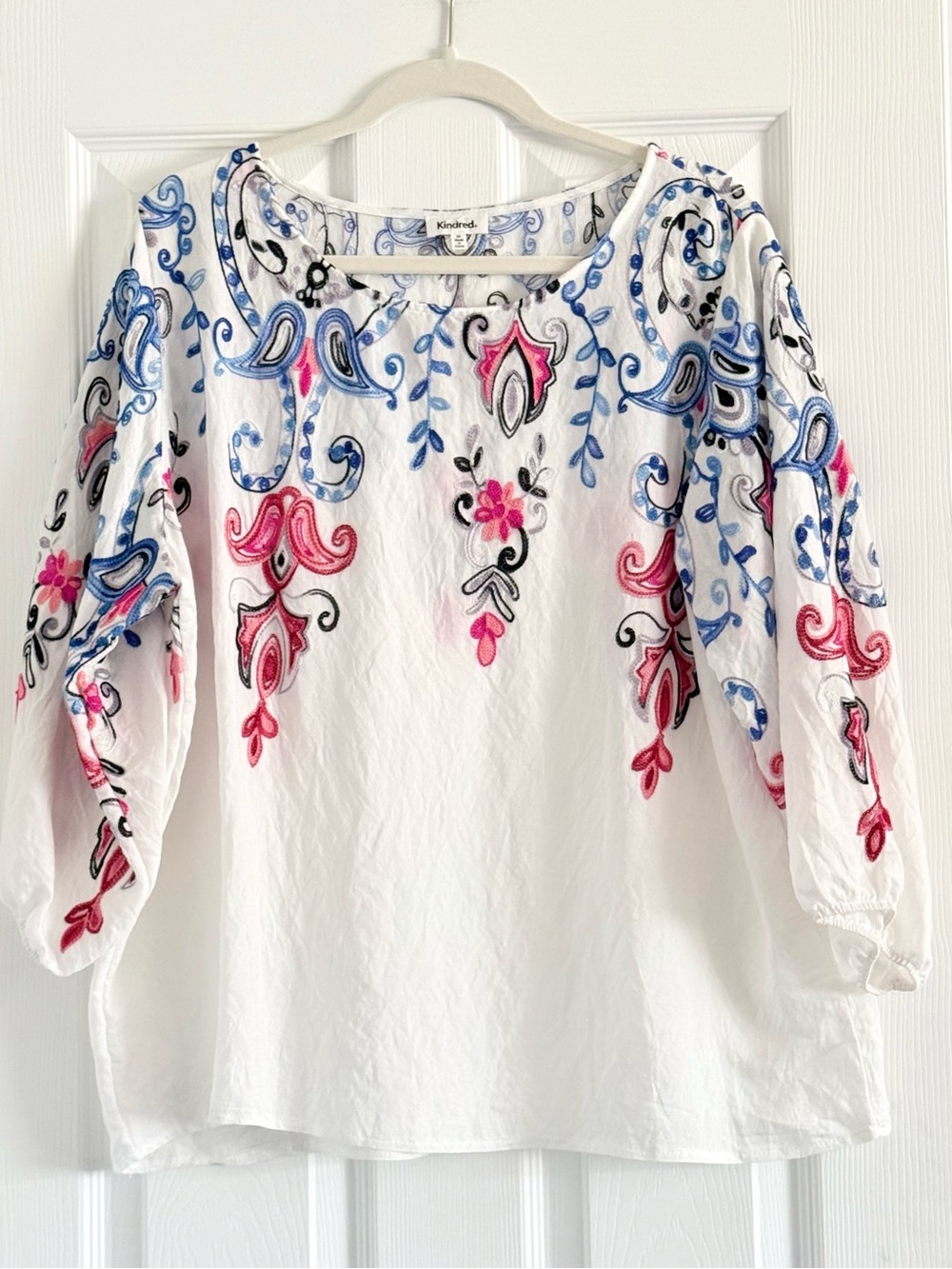Kindred White Embroidered Peasant Blouse 2X